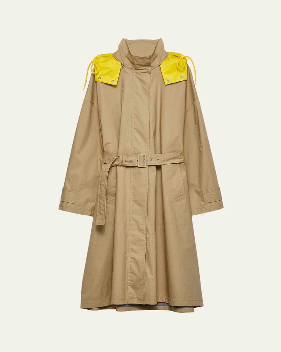 Hooded Technical Poplin Raincoat